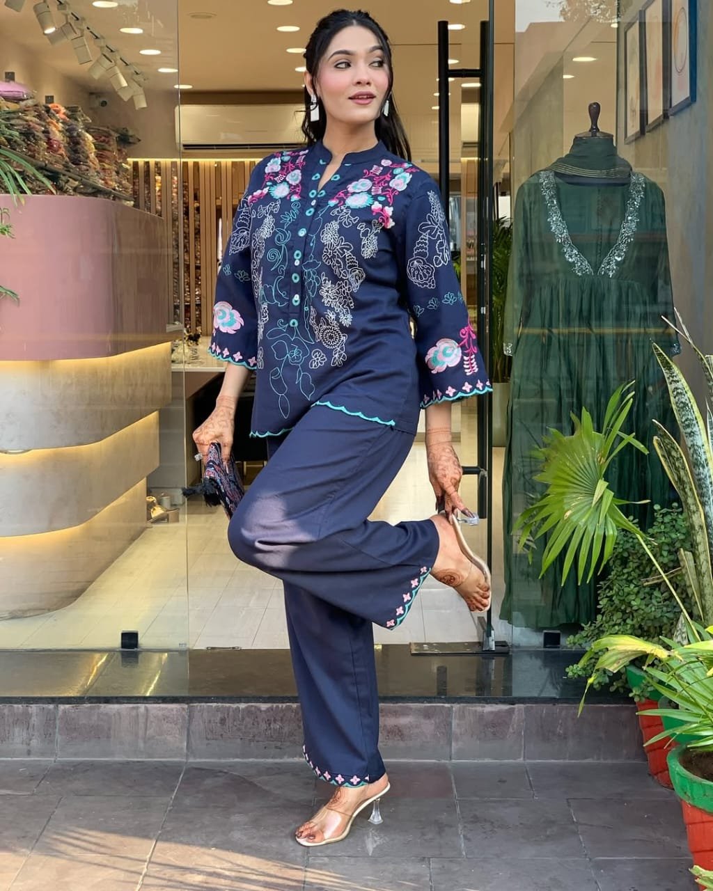 Cotton Embroidered Summer Coord Set with Pockets